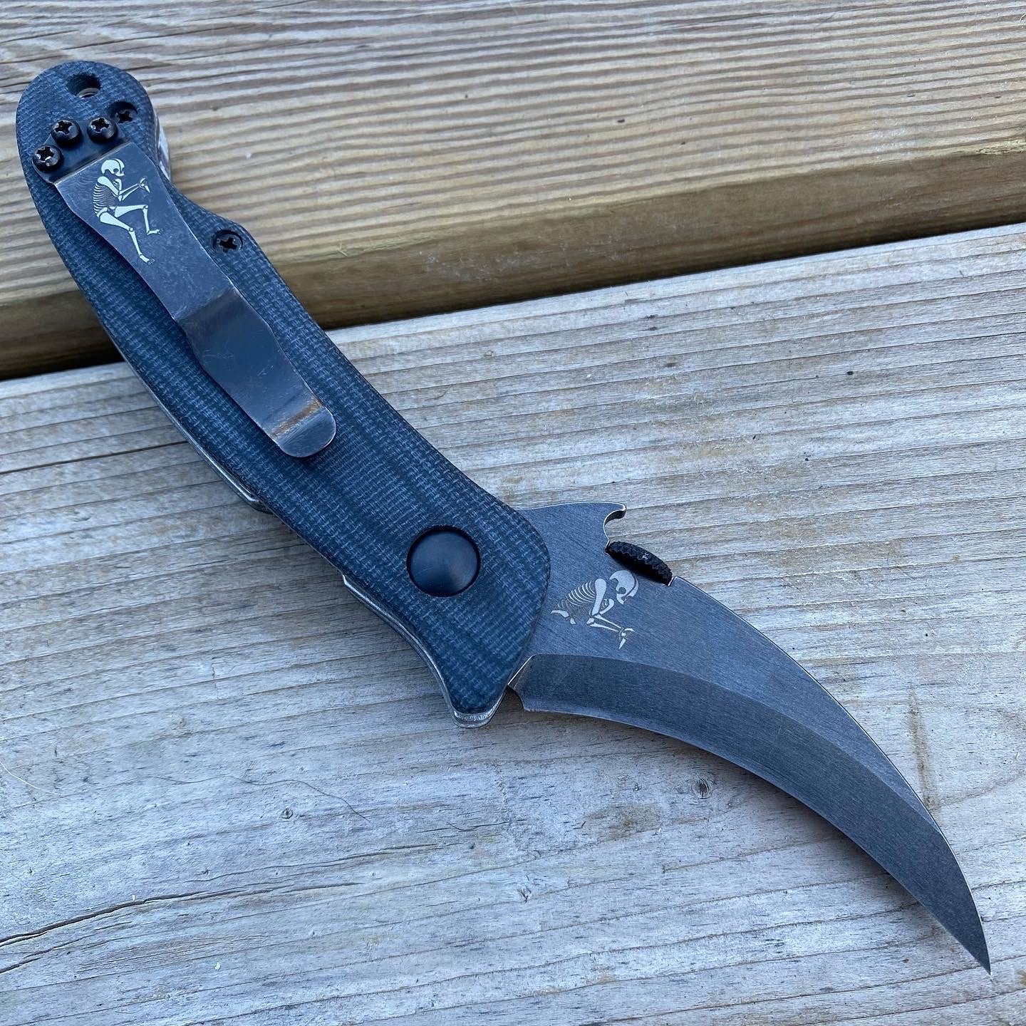 Elvia Handles - Double Black Canvas Micarta